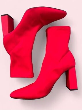Zara Red Heeled ankle boots